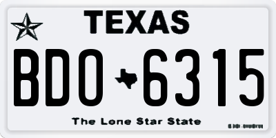 TX license plate BDO6315