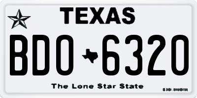 TX license plate BDO6320