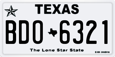 TX license plate BDO6321