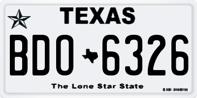 TX license plate BDO6326