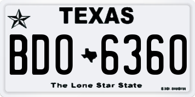 TX license plate BDO6360