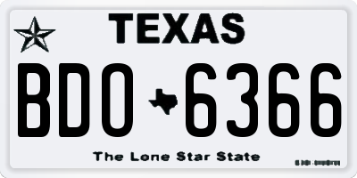 TX license plate BDO6366