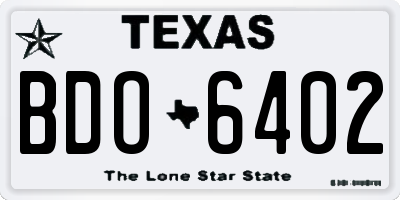 TX license plate BDO6402