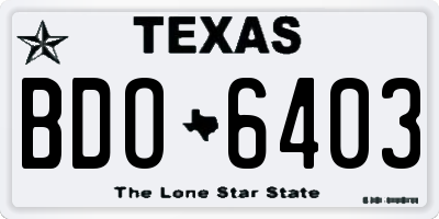 TX license plate BDO6403