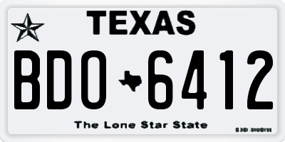TX license plate BDO6412