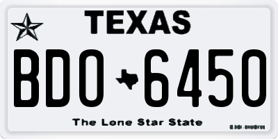 TX license plate BDO6450