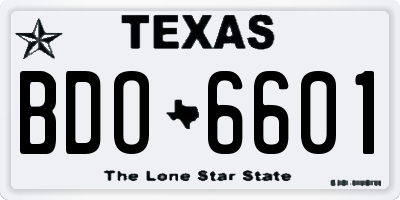 TX license plate BDO6601