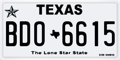 TX license plate BDO6615