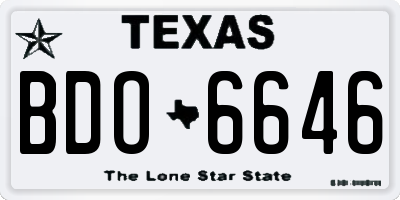 TX license plate BDO6646