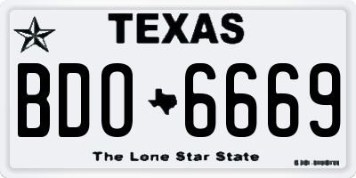 TX license plate BDO6669