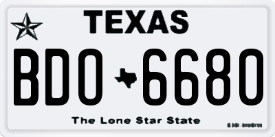 TX license plate BDO6680