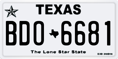 TX license plate BDO6681