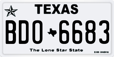 TX license plate BDO6683