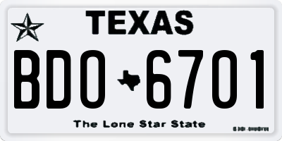 TX license plate BDO6701