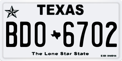 TX license plate BDO6702