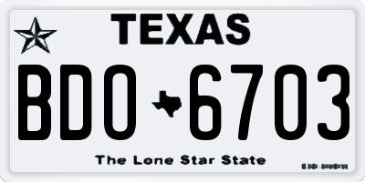TX license plate BDO6703