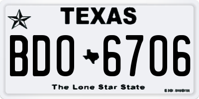 TX license plate BDO6706