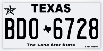 TX license plate BDO6728
