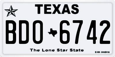 TX license plate BDO6742