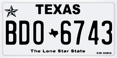 TX license plate BDO6743