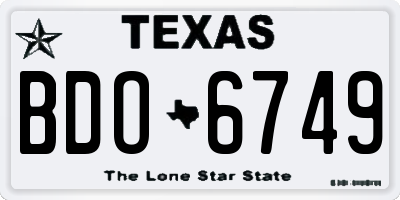 TX license plate BDO6749