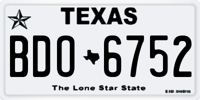 TX license plate BDO6752