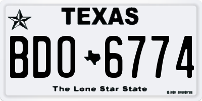 TX license plate BDO6774