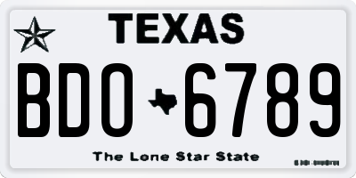 TX license plate BDO6789