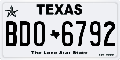 TX license plate BDO6792