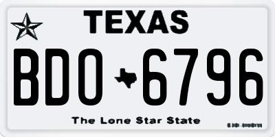 TX license plate BDO6796