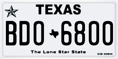 TX license plate BDO6800