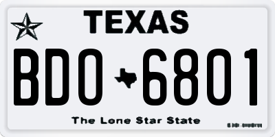 TX license plate BDO6801
