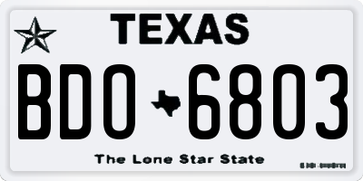 TX license plate BDO6803