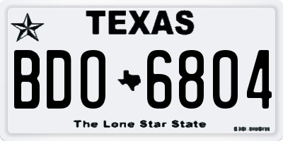 TX license plate BDO6804
