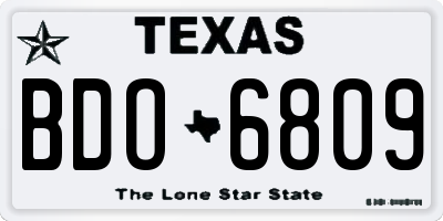 TX license plate BDO6809