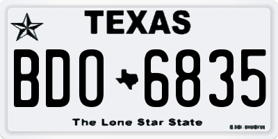 TX license plate BDO6835