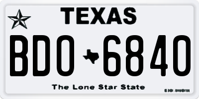 TX license plate BDO6840