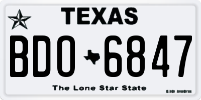 TX license plate BDO6847