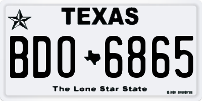 TX license plate BDO6865