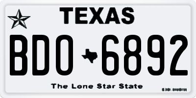 TX license plate BDO6892