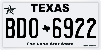 TX license plate BDO6922