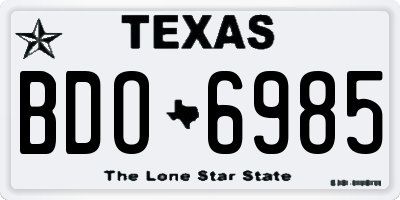 TX license plate BDO6985