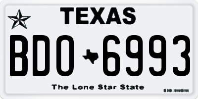 TX license plate BDO6993
