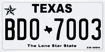 TX license plate BDO7003