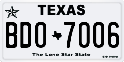 TX license plate BDO7006