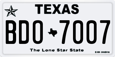 TX license plate BDO7007