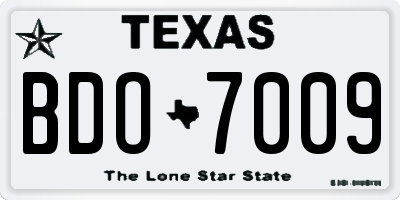 TX license plate BDO7009