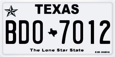 TX license plate BDO7012