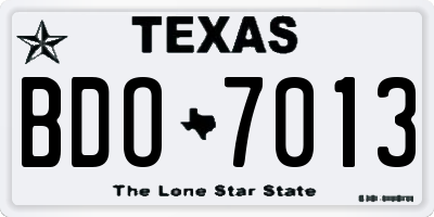 TX license plate BDO7013