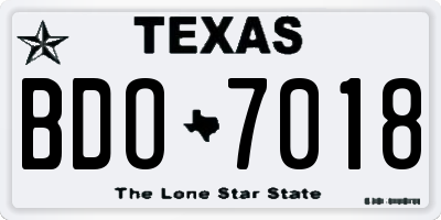 TX license plate BDO7018